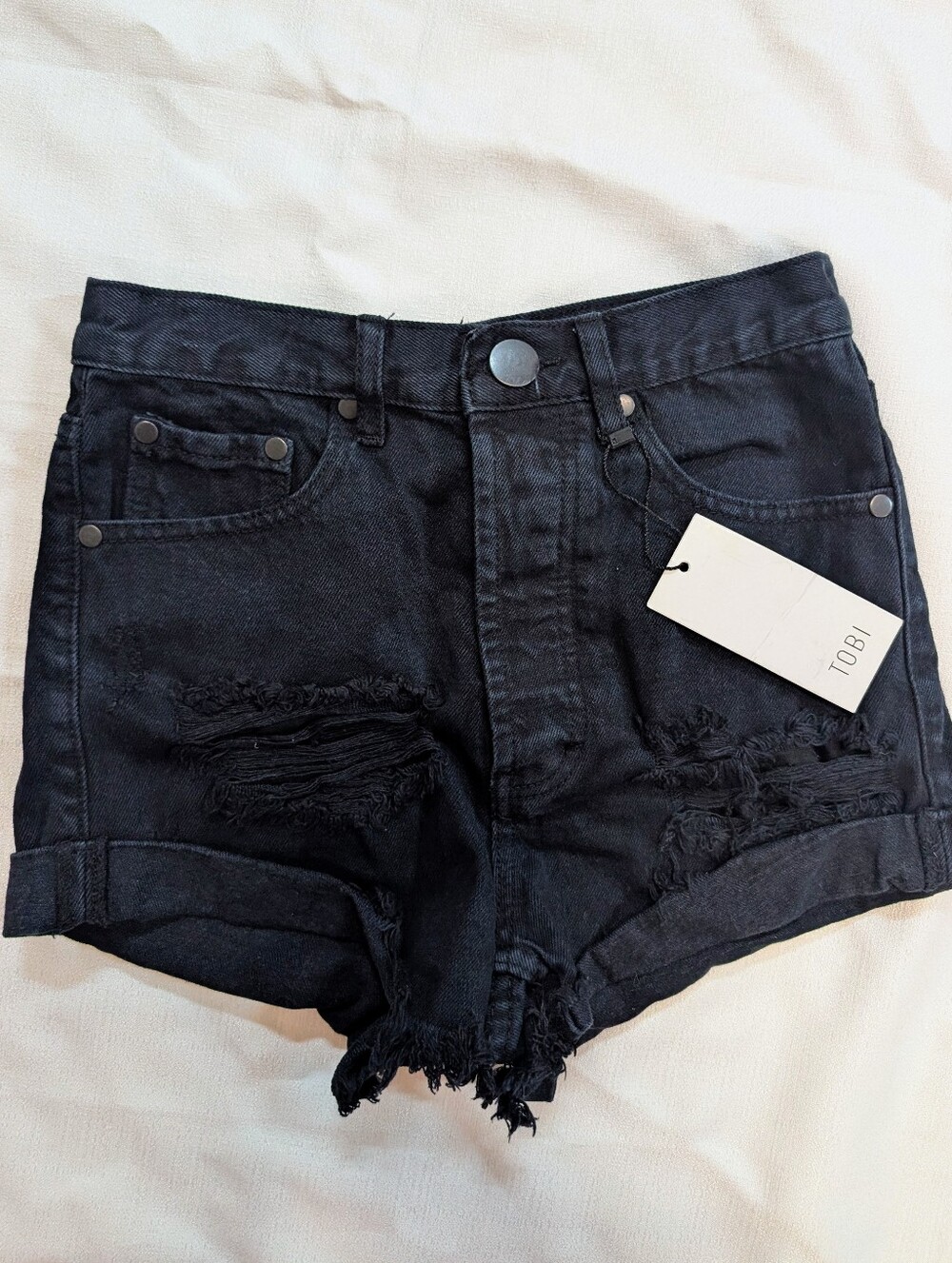 Tobi Dark Denim Distressed Cutoff Shorts 28 Women's